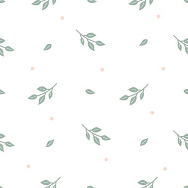 Yeşil yapraklı kusursuz desen, koleksiyon defteri, dekorasyon, kartlar, kağıt ürünleri, arka plan, duvar kâğıdı, ambalaj, kumaş ve tüm yaratıcı projeleriniz için tasarım. Vektör İllüstrasyonu