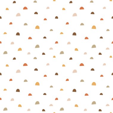 Renkli Yarım Daireler 'le çizilmiş güzel bir el çizimi. Beyaz arkaplanda soyut çok renkli karalama şekilleri. arkaplan, duvar kağıdı, ambalaj, kumaş ve tüm yaratıcı projeleriniz için tasarım