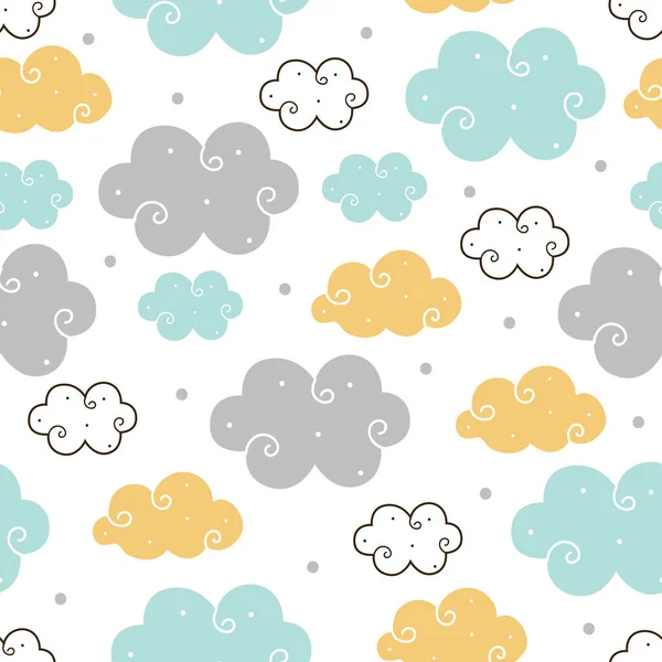 Cute Clouds Seamless Pattern Vector Illustration Design Scrapbooking Textile Cards — Stock Vector