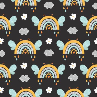 Kusursuz Gökkuşağı ve karalama bulutları Çocuk Çizgi Filmleri Geçmişi, bebek kıyafetleri, tişörtler, ambalajlar, kumaşlar, tekstil ve daha fazlası için tasarım