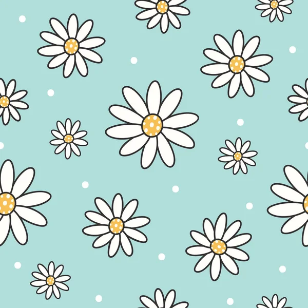 Mignon Daisy Fleurs Motif Sans Couture Empreinte Soignée Fond Floral — Image vectorielle