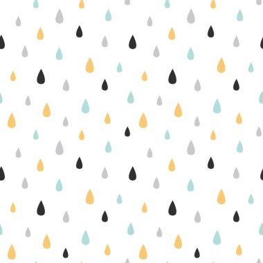 Renksiz yağmur damlaları deseni, koleksiyon defteri, dekorasyon, kartlar, kağıt ürünleri, arka plan, duvar kâğıdı, ambalaj, kumaş ve tüm yaratıcı projeleriniz için tasarım. Vektör İllüstrasyonu