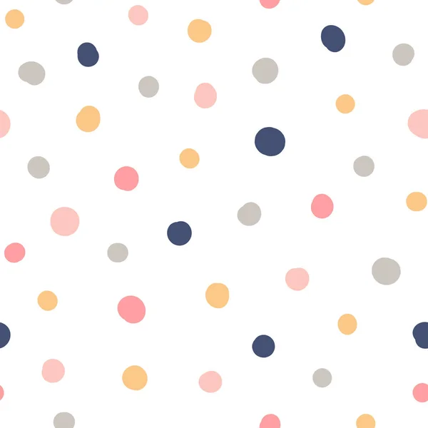 Cute Hand Drawn Seamless Pattern Colorful Polka Dots Abstract Multicolored — ストックベクタ