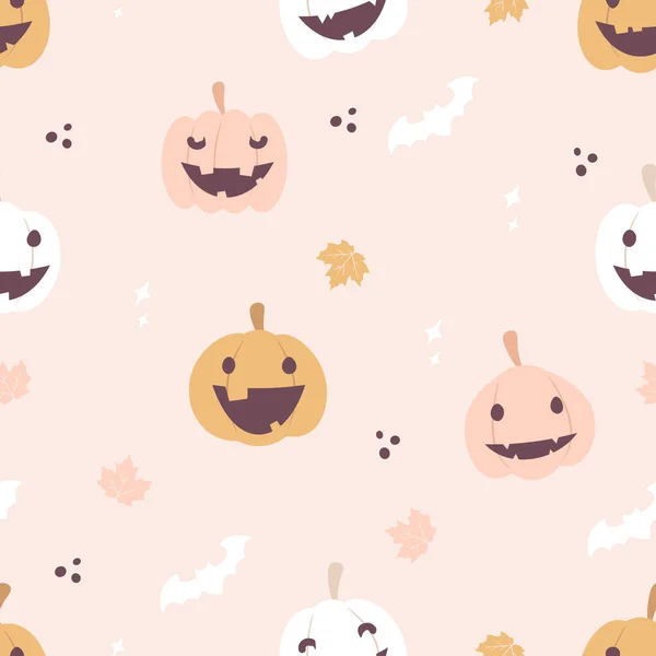 Modello Senza Cuciture Halloween Con Zucche Carine Illustrazione Vettoriale Progettazione — Vettoriale Stock
