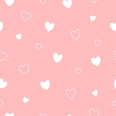 Şirin kalpleri olan kusursuz bir model. Kumaş, ambalaj, duvar kâğıdı için şirin tasarım..