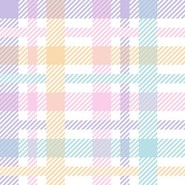 Gingham, ekose desenli pastel gökkuşağı izlerini kontrol et. Piknik battaniyesi, hediye kağıdı, masa örtüsü, kumaş baskısı ve daha fazlası için çok renkli pastel tartan vektör tasarımı.