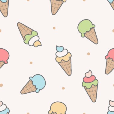 Dondurmalı waffle fincanı ile kusursuz desen. Parmak izi, tekstil, kumaş, duvar kağıdı, kırtasiye, çocuk odası, ambalaj kağıdı vs. için kullanın. Vektör illüstrasyonu