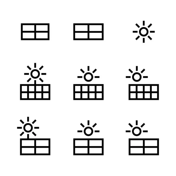 包装简单的太阳能电池板和太阳图标矢量隔离插图 — 图库矢量图片