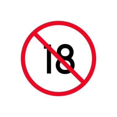 18 sembolün altında yasak. 18 yaşın üzerinde. Simge vektörünü imzala