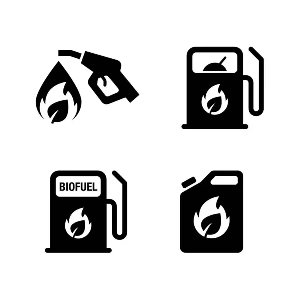 Ensemble Simple Icônes Biocarburant Energies Renouvelables Environnement Vert Concept Biogaz — Image vectorielle