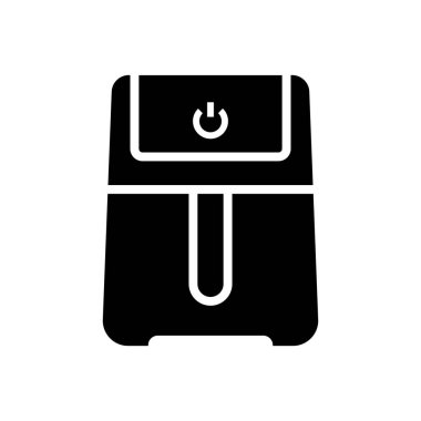 Hava fritözü basit katı ikon vektörü. Kızarmış fırın. Pişirmek için yemek. Sağlıklı cips bazlı yiyecekler. Mutfak vektörü