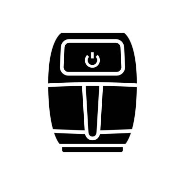 Hava fritözü basit katı ikon vektörü. Kızarmış fırın. Pişirmek için yemek. Sağlıklı cips bazlı yiyecekler. Mutfak vektörü