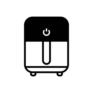 Hava fritözü basit ikon vektörü. Kızarmış fırın. Pişirmek için yemek. Sağlıklı cips bazlı yiyecekler. Mutfak vektörü