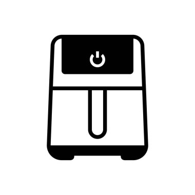 Hava fritözü basit ikon vektörü. Kızarmış fırın. Pişirmek için yemek. Sağlıklı cips bazlı yiyecekler. Mutfak vektörü