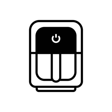 Hava fritözü basit ikon vektörü. Kızarmış fırın. Pişirmek için yemek. Sağlıklı cips bazlı yiyecekler. Mutfak vektörü