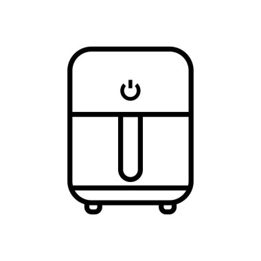 Hava fritözü çizgisi vektörü. Kızarmış fırın. Pişirmek için yemek. Sağlıklı cips bazlı yiyecekler. Mutfak vektörü