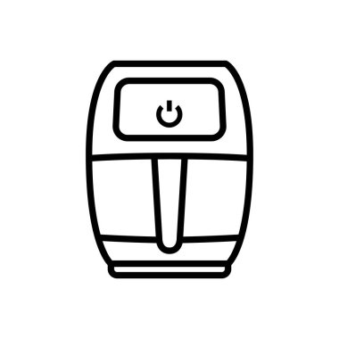 Hava fritözü çizgisi vektörü. Kızarmış fırın. Pişirmek için yemek. Sağlıklı cips bazlı yiyecekler. Mutfak vektörü