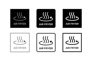 Basit bir Air Fryer Teknoloji Logo Tasarımı seti. Sembol Çizgisi vektörü.