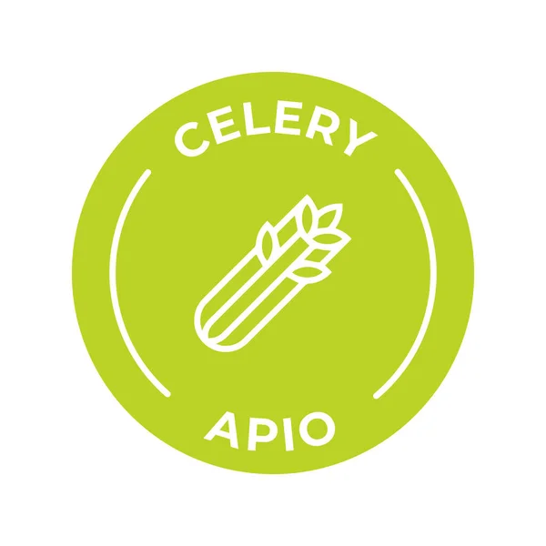 Izolovaný Štítek Nápisem Vektorové Logo Barevné Ikony Alergenů Celery Nesnášenlivostí — Stockový vektor