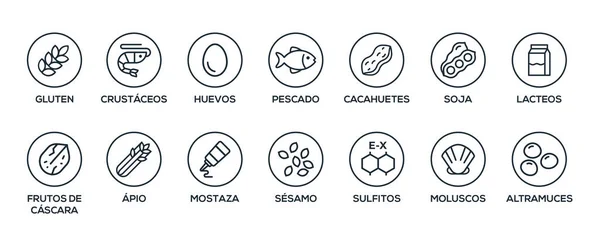 Sencillo Aislado Vector Logo Set Badge Ingredient Warning Label Iconos — Vector de stock