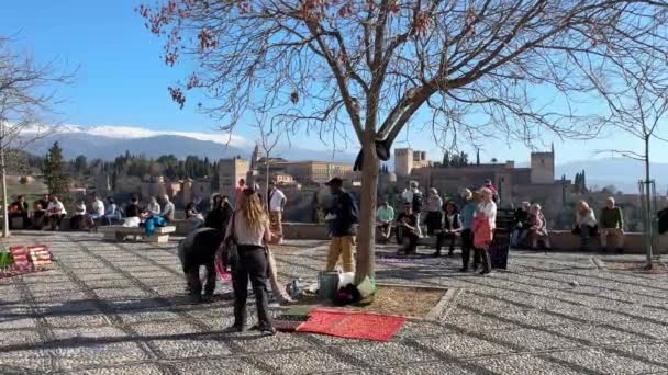 Granada Spanien Februar 2024 Menschen Und Touristen Spazieren Durch Den — Stockvideo