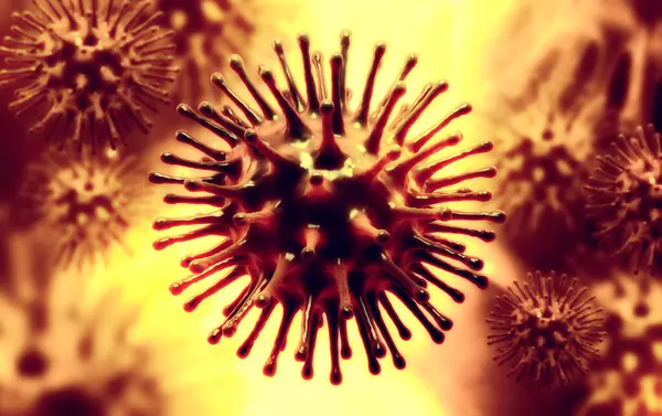 Grip virüsü H1N1 'in 3 boyutlu çizimi. Domuz Gribi