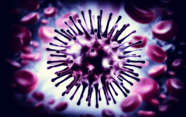 Grip virüsü H1N1 'in 3 boyutlu çizimi. Domuz Gribi