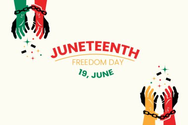 Haziran 'da Özgürlük Günü' nü kutluyoruz. Arkaplan, pankart, kart, gönderim için 19 Haziran Şablonu