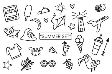 Minimalist Yaz Sahil Elementleri İllüstrasyon simgesi