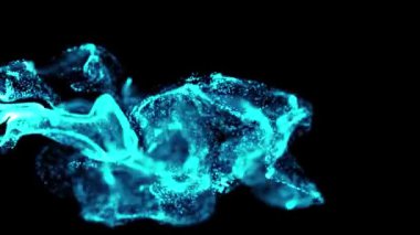 Sihirli parçacıklar sıvı ışık saçan dijital efekt konseptiyle yavaş çekim arkaplanı sıçratır