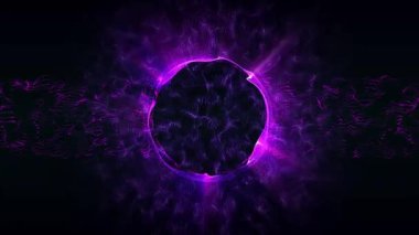 Soyut gelecekteki parçacıkların parlak dijital efekt kavramına sahip güzel döngülü dinamik çarpıtma dalgaları