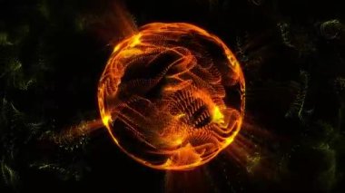 Soyut gelecekteki parçacıkların parlak dijital efekt kavramına sahip güzel döngülü dinamik çarpıtma dalgaları