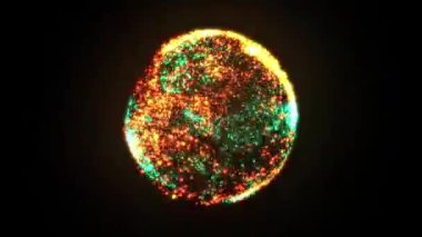 Soyut gelecekteki parçacıkların parlak dijital efekt kavramına sahip güzel döngülü dinamik çarpıtma dalgaları