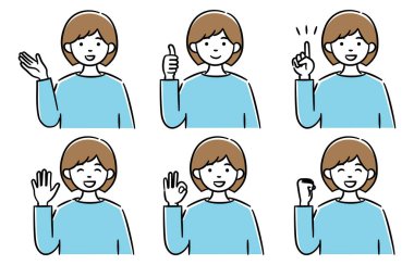 Çeşitli pozisyonlardaki genç kadınların basit çizimleri. Başka çeşitleri de var..