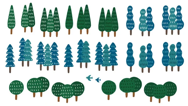 stock vector Cute tree and forest illustration set.Easy-to-edit vector material.There are other variations as well.