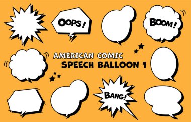 Bu bir Amerikan komedi tarzı balon seti. Kullanımı kolay vektör materyali. Başka çeşitleri de var..