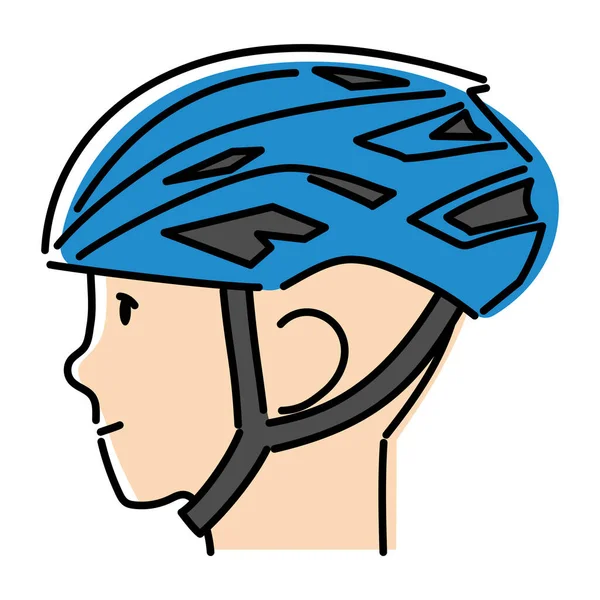 合理化された自転車ヘルメットを身に着けている人のプロフィールの簡単なイラストです — ストックベクタ