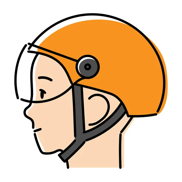 Simple Illustration Profile Person Wearing Hat Shaped Bicycle Helmet Easy — Vettoriale Stock