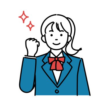 Dövüş pozu veren bir kız öğrencinin basit bir resmi.