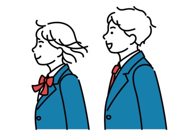 Erkek ve kadın öğrencilerin basit bir illüstrasyonu