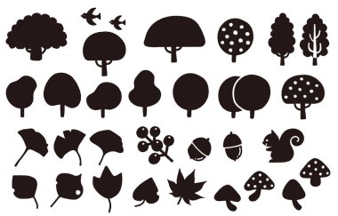 Tek renkli şirin sonbahar malzemesi seti