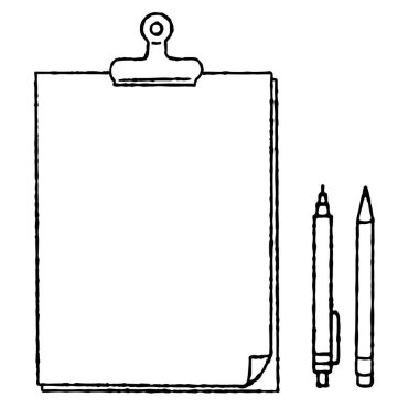 Sevimli el çizimi defter çizimi çizim seti (monokrom)