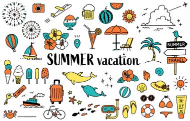 Sevimli ve basit bir yaz çizimi (renkli))