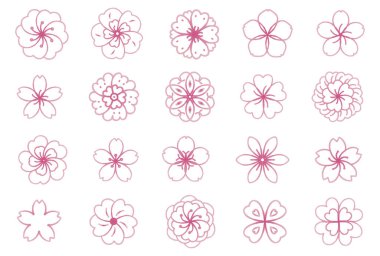 Basit çiçek motifi örnekleme seti (Pembe Gradyan)