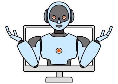 Bilgisayardan fırlayan basit bir android robot tasviri