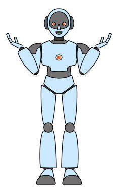 Basit android robot tüm vücut çizimi