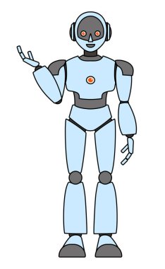 Basit android robot tüm vücut çizimi