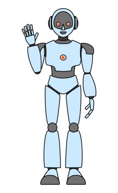 Basit android robot tüm vücut çizimi