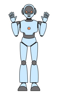 Basit android robot tüm vücut çizimi