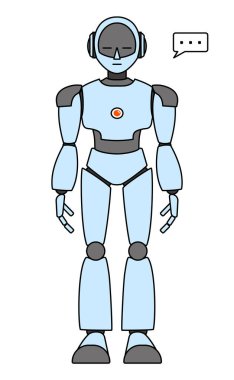 Simple android robot full body illustration clipart